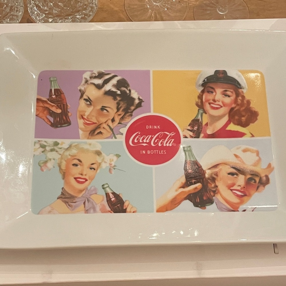 Coca-Cola Retro Style Tray with Colorful Illustrations